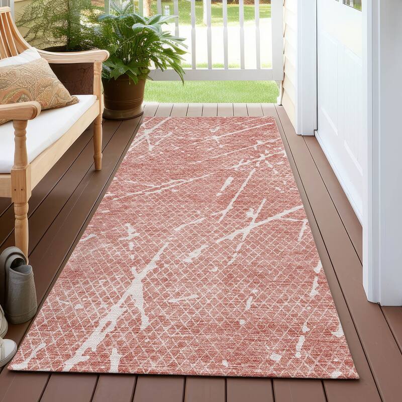 Machine Washable Indoor/ Outdoor Chantille Contemporary Crackle Rug