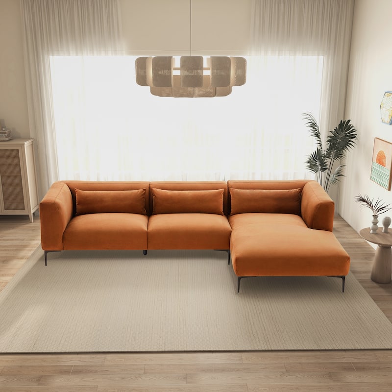 Savenoy Japandi Style L-Shaped Fabric Upholstered Sectional