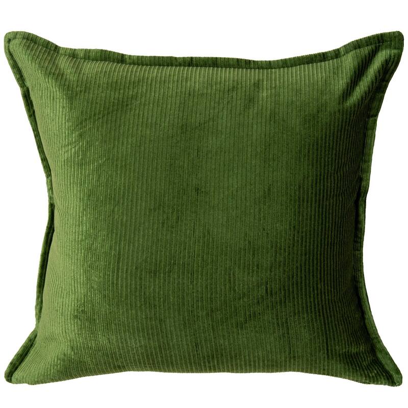 Rizzy Home Solid Velvet and Corduroy Throw Pillow - Accent - Down - Green