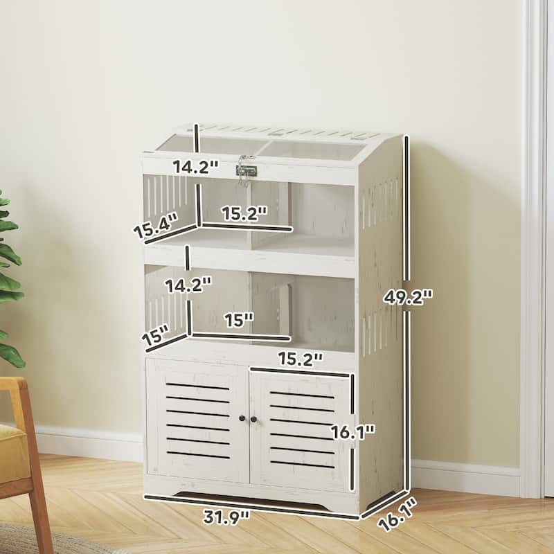 PawHut Large Hamster Cage for Multiple Small Pets, Rat Cage with Storage Cabinet, Cream White