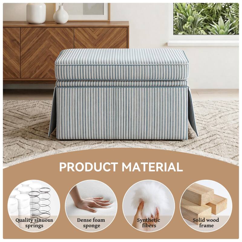 Skirted Rectangular Flip-Top Storage Ottoman