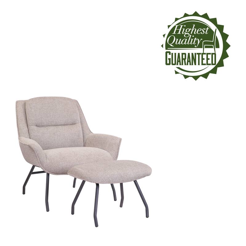 Porthos Home Alson Fabric Accent Chair and Ottoman Set with Steel Legs