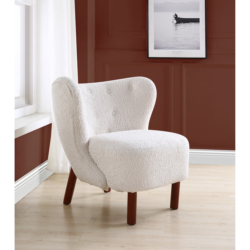 White 31" Armless Accent Chair with Tufted Back