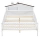 preview thumbnail 22 of 22, Full Size Wood Platform Kids Bed with House-Shaped Headboard, LED Light & Built-in Storage, Finish with Guardrails, Natural