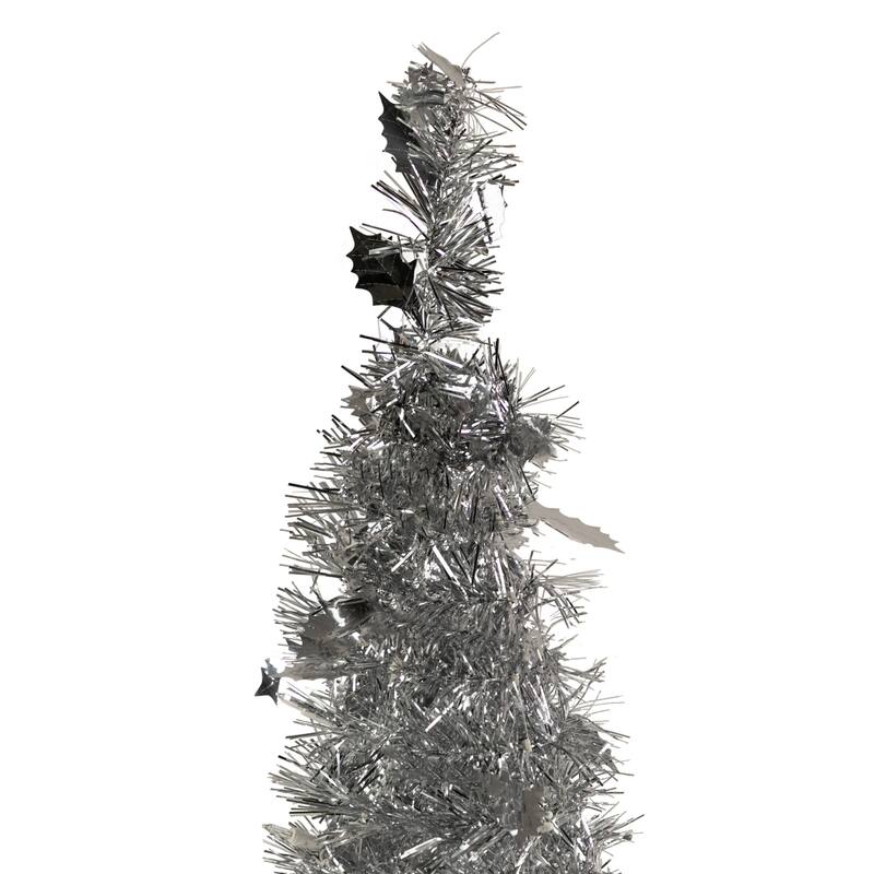 6' Silver Tinsel Pop-Up Artificial Christmas Tree, Unlit - 6 Foot