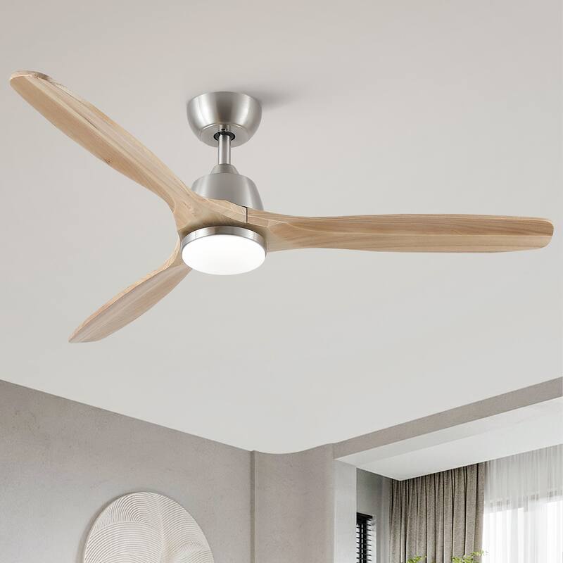 52 In.Intergrated LED Ceiling Fan Lighting with Remote Control - Brushed Nickel - Brushed Nickel