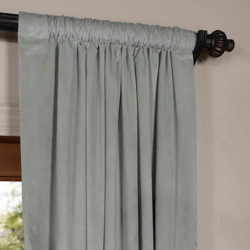 Exclusive Fabrics Signature Velvet Blackout Curtains (1 Panel) - Luxurious Single Drapery for Enhanced Light Blockage - 50 x 84 - Green