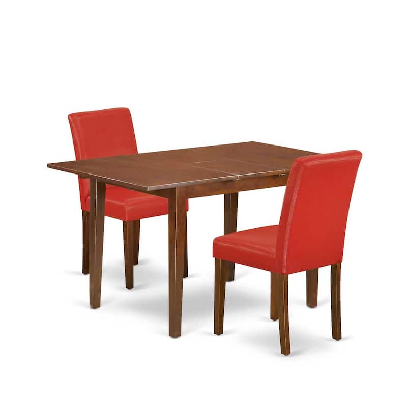 Vintage Dining Set 3Pc Rectangular Table & 2 Chairs - Firebrick Red - 42/54 Inch Table