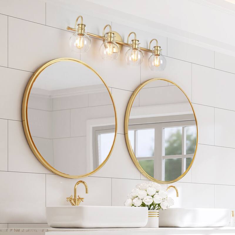 Bela Modern Gold 4-Light Bathroom Vanity Lights Glass Dimmable Wall Sconces