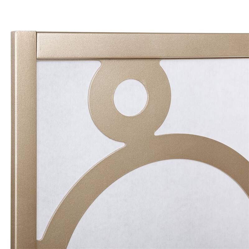 4-Panel Wood Room Divider with Circle Pattern