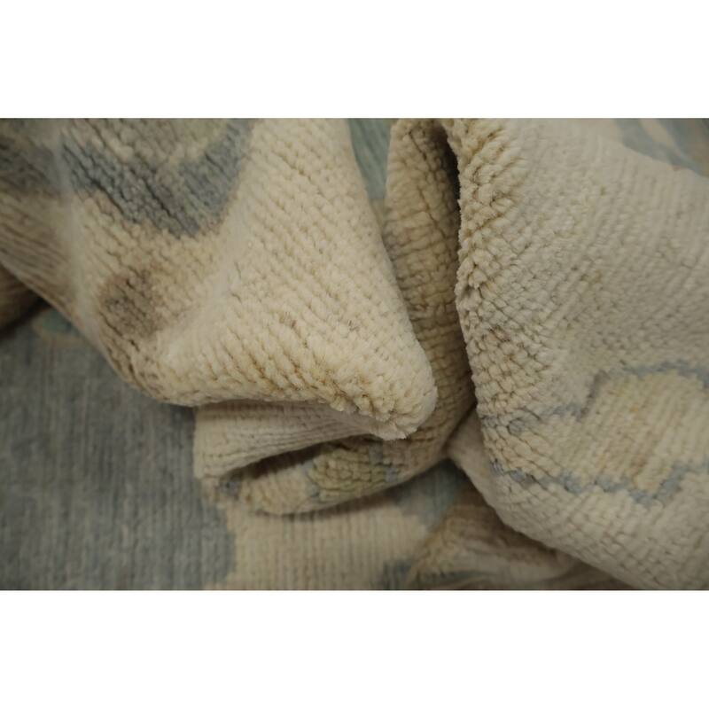 Hand Knotted Oriental 100% Wool Carpet Transitional All-Over Greys & Charcoal Oushak Area Rug - 14' 0'' X 10' 2''