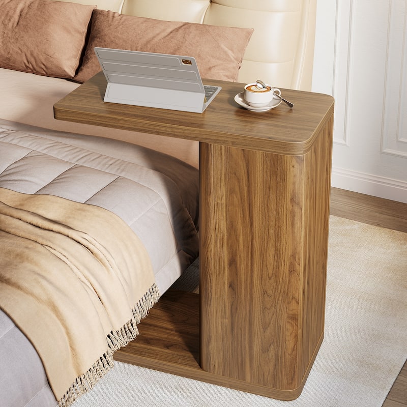 Side Table for Couch Narrow C-Shaped End Table for Living Room