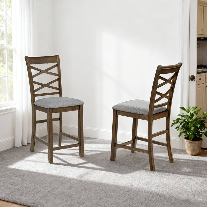 Dining Chairs Only, Wooden Counter Height Chairs Set of 4, Kitchen Chair with Padded Seat, Upholstered Counter Height Chair