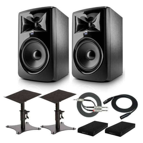 Jbl 308p Mkii Powered 8 Inch Two Way Studio Monitor W Stands Cables Overstock 29832211