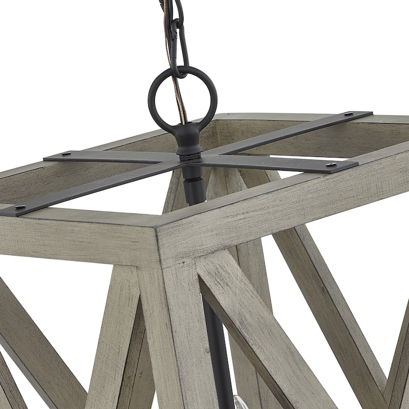 3 - Light Anchor Grey Oak And Matte Black Pendant - 12.5"x12.5"x20.27"