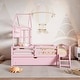 preview thumbnail 3 of 16, Wood Twin House Bed with Guardrail and Drawer, Rustic Design, Easy Assembly, Pink