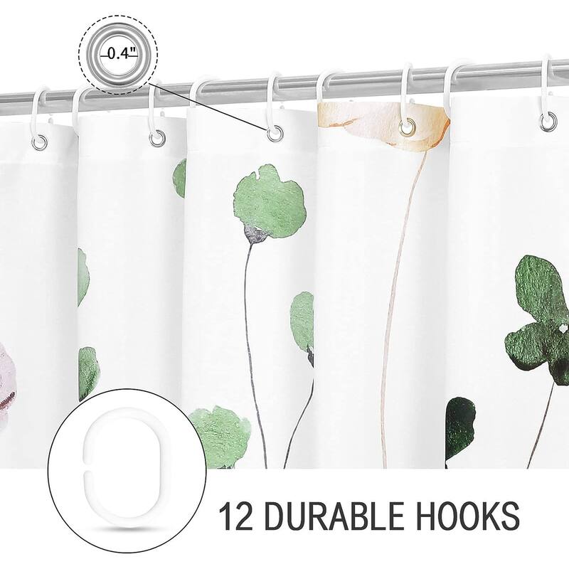 Watercolor Floral Shower Curtain,Beige Flower Shower Curtain