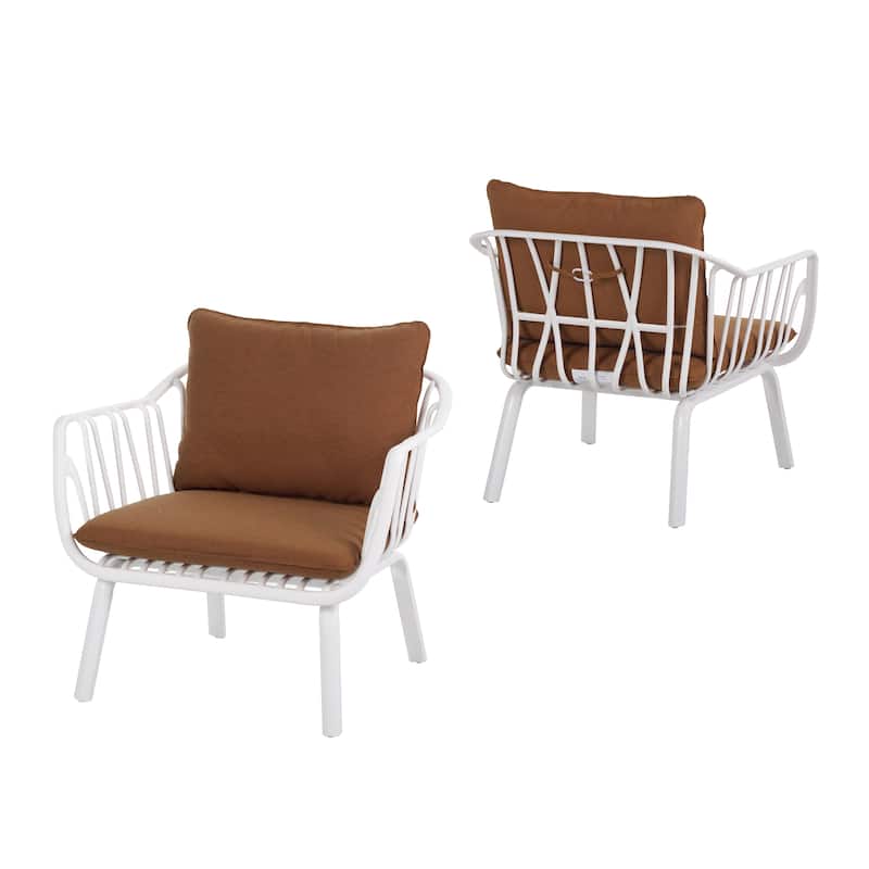 Carli Modern Indoor/Outdoor Club Chairs with Cushions (Set of 2) by Christopher Knight Home