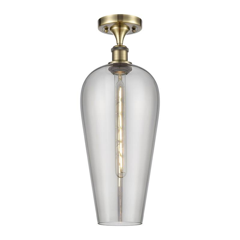 Innovations Lighting Endless Possibilities Ballston - Chelsea - 1 Light 8" Semi-Flush Mount - Antique Brass/Light Smoke