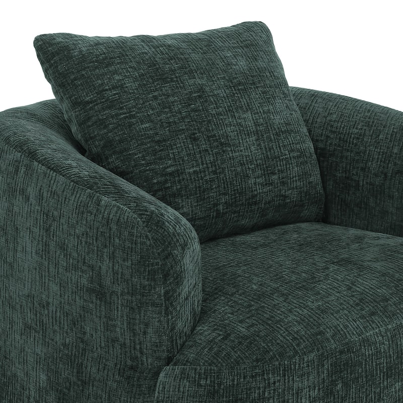 Upholstered Swivel Barrel Chair with Pillow