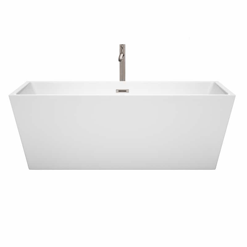 Wyndham Collection Sara 67-inch White Freestanding Soaking Bathtub
