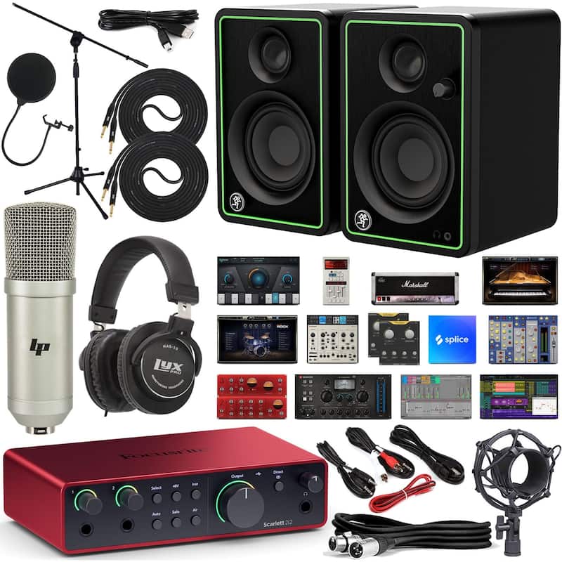 Focusrite Scarlett 2i2 4th Gen Bundle: Mic, Monitors & Headphones - Black