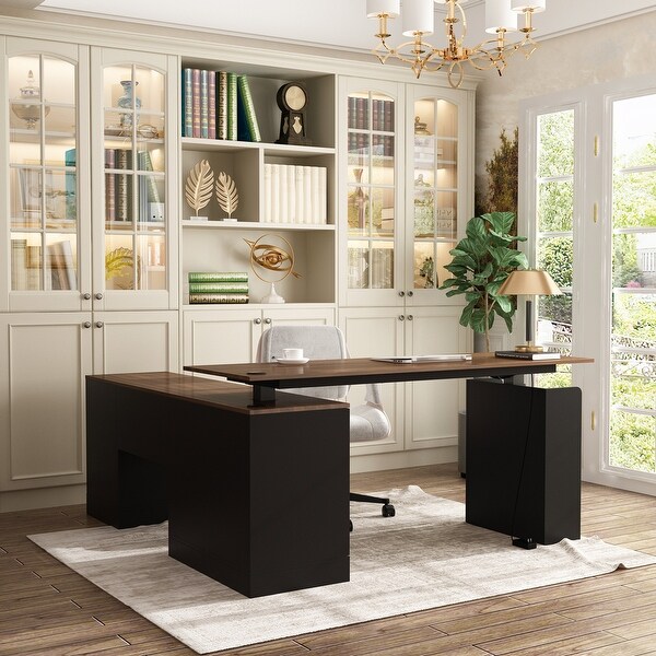 Height-Adjustable Ergonomic Workstation Home Office Desk with