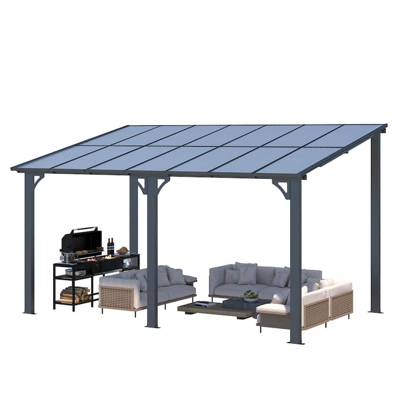8x14ft Wall Mounted Gazebos Pergola, Outdoor Lean to Gazebo Awnings