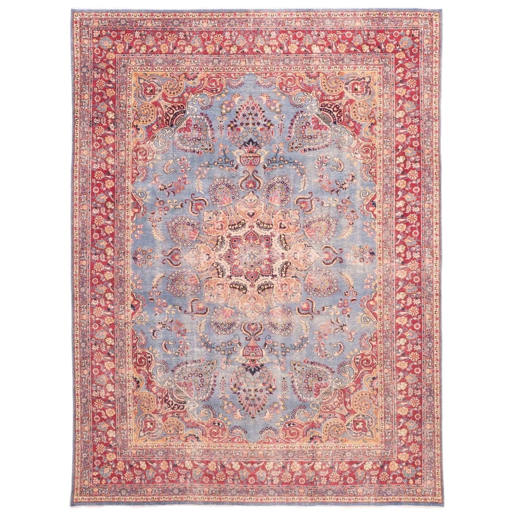 ECARPETGALLERY Hand-knotted Antalya Vintage Light Blue Wool Rug - 9'6 x 12'7