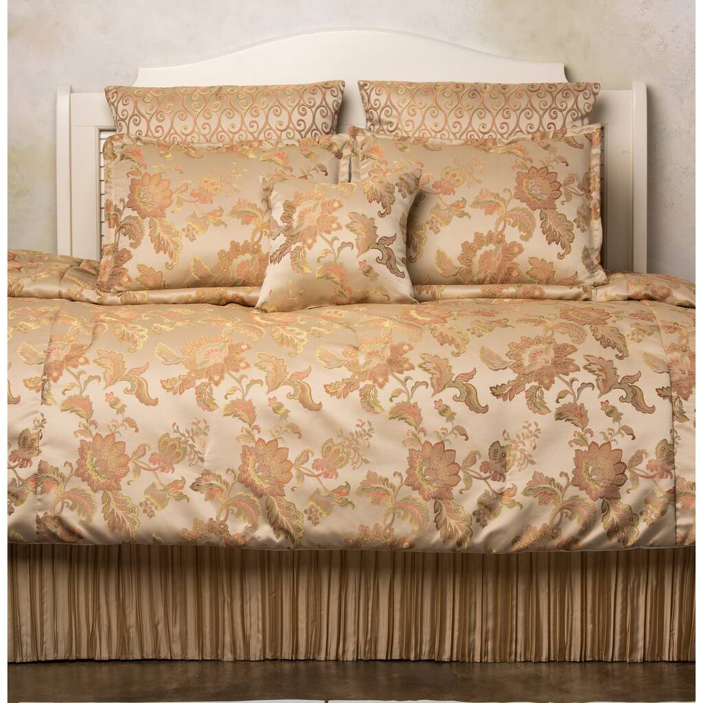Verona coral Jacobian woven floral comforter set