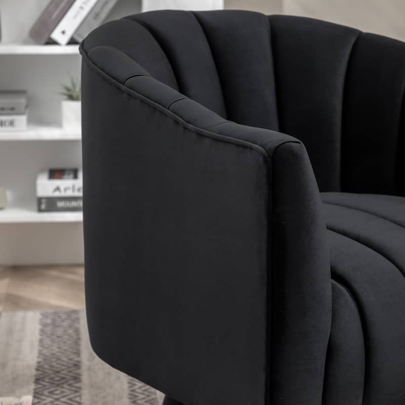 SEYNAR Modern Glam Velvet Upholstered Round Swivel Accent Arm Barrel Chair for Living Room