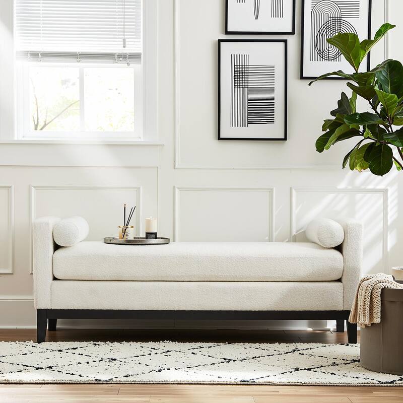 Homy Casa Upholstered Bench with Pillows, Wooden, Entry Living