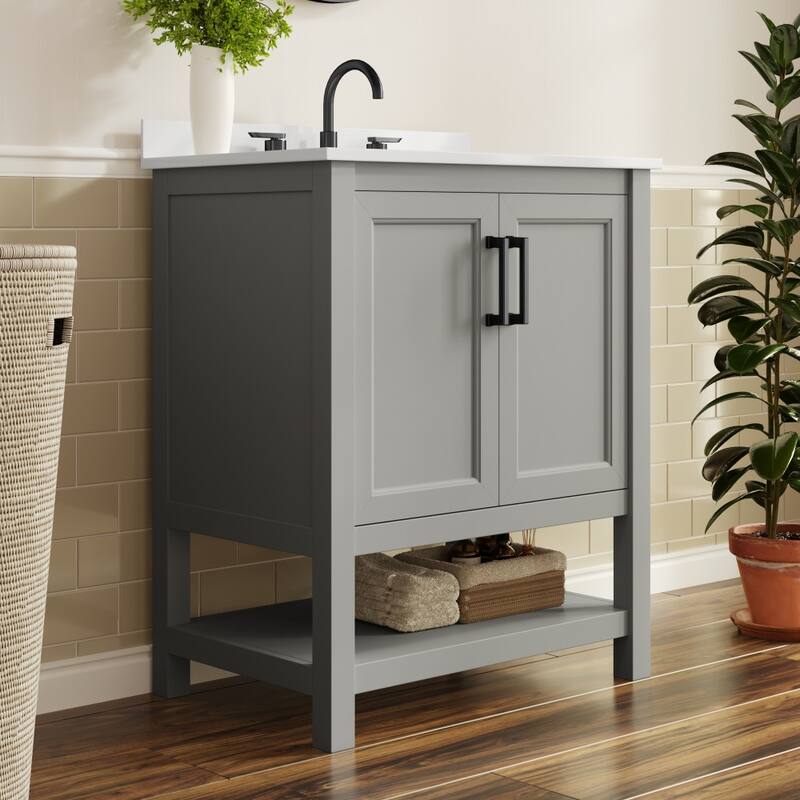 Bathroom Vanity with Undermount Sink and Open Storage Shelf