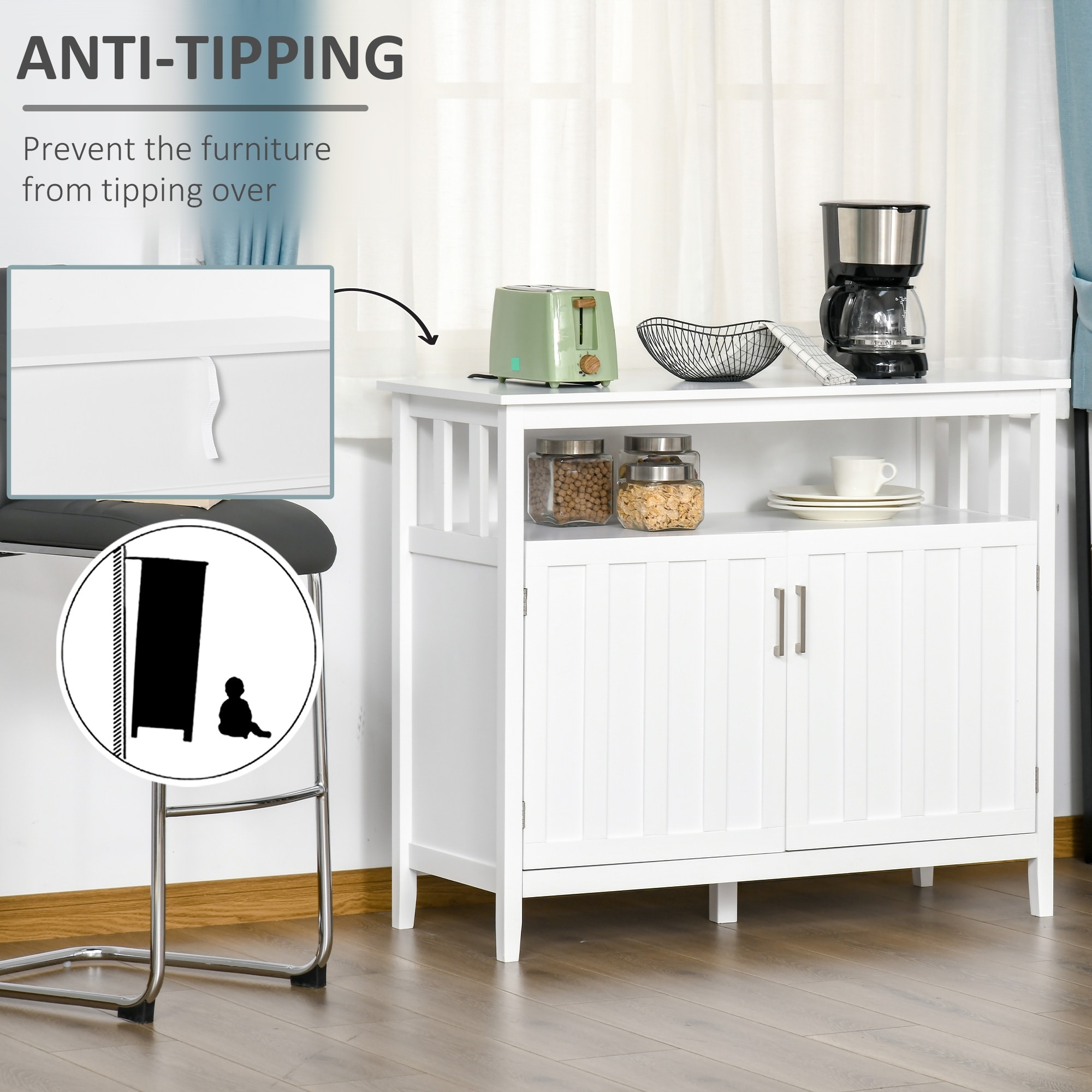 Costzon kitchen storage sideboard shop dining buffet server cabinet cupboard