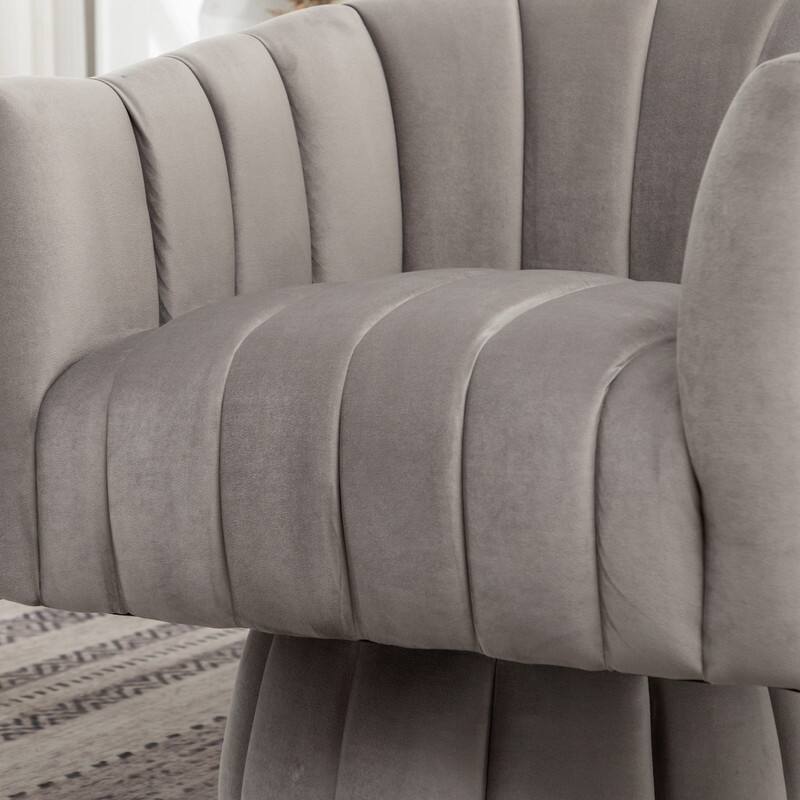 SEYNAR Modern Glam Velvet Upholstered Round 360 Degree Swivel Accent Barrel Chair Set of 2