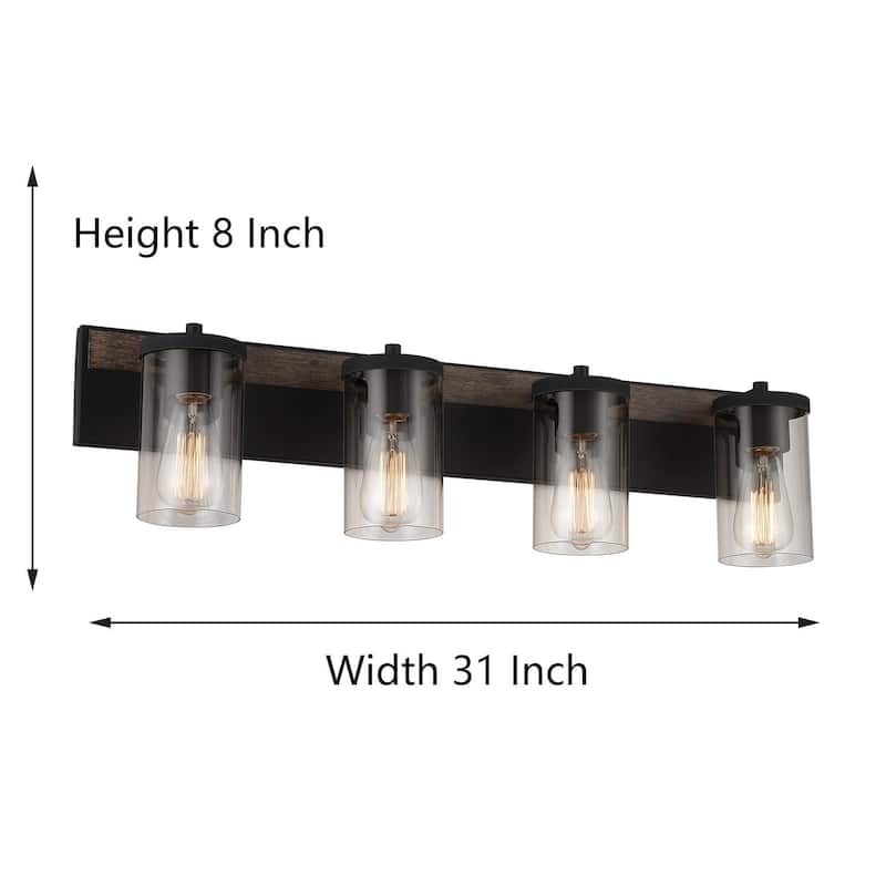 Acroma 4-light Modern Farmhouse Rustic Bathroom Vanity Lights Cylinder Glass Wall Lights - N/A ...