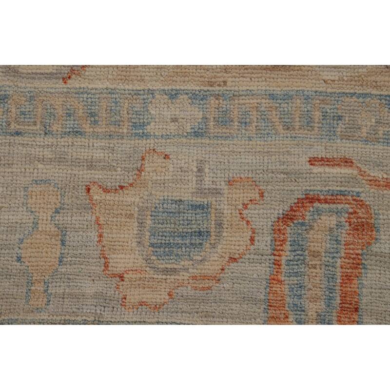 Hand Knotted Oriental 100% Wool Carpet Transitional All-Over Peach Oushak Area Rug - 9' 0'' X 6' 3''