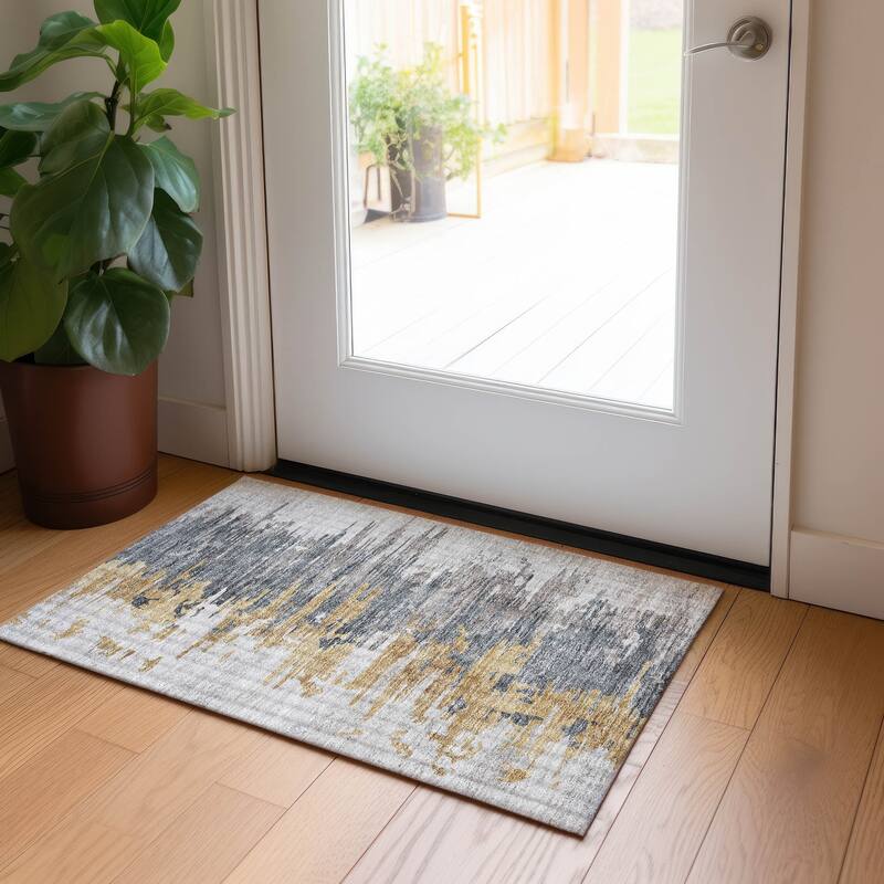 Machine Washable Indoor/ Outdoor Chantille Modern Ombre Rug - Ivory - 1'8" x 2'6"