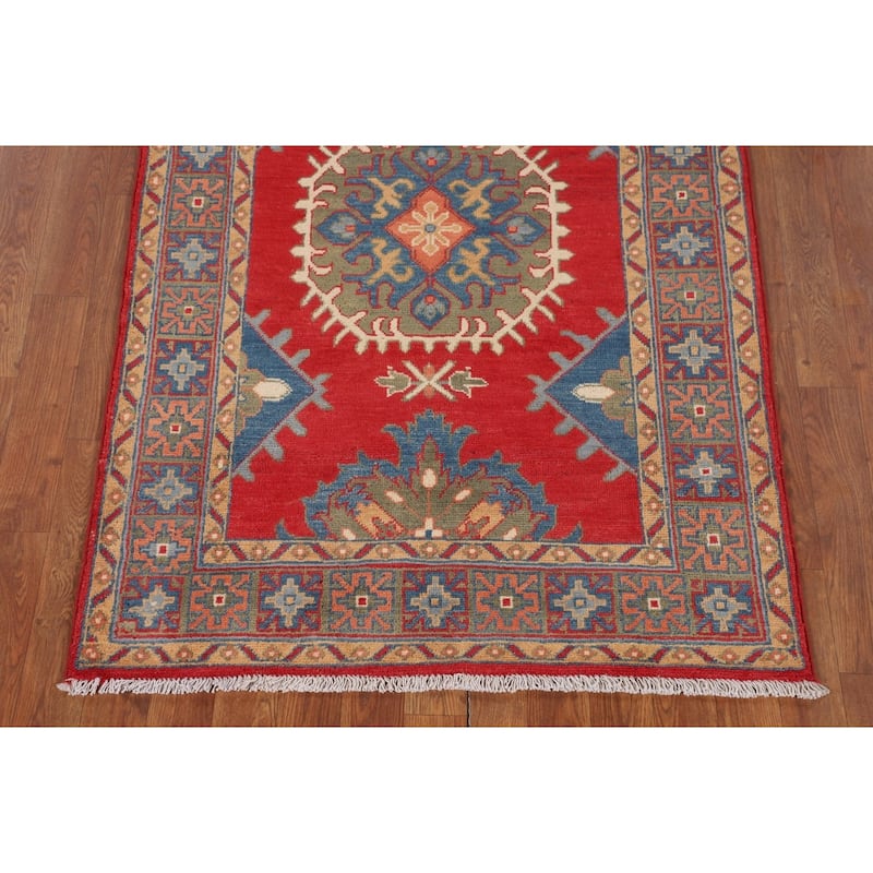 Red Kazak Accent Rug Hand-Knotted Wool Carpet - 3'4" x 5'1"