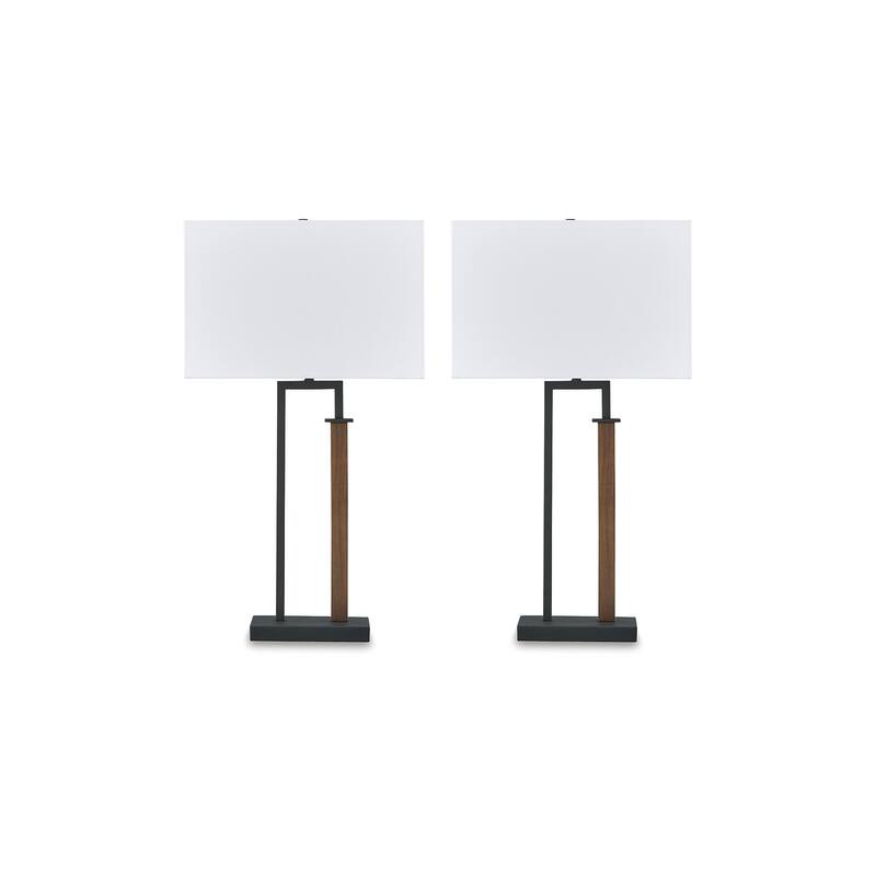 Signature Design by Ashley Voslen Black/Brown Table Lamp (Set of 2) - 15.5" W x 8.63" D x 27.75" H