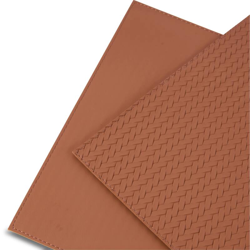 Dainty Home Hudson Premium Vegan Leather Reversible 2 Pattern Rectangular Placemat Set Of 4