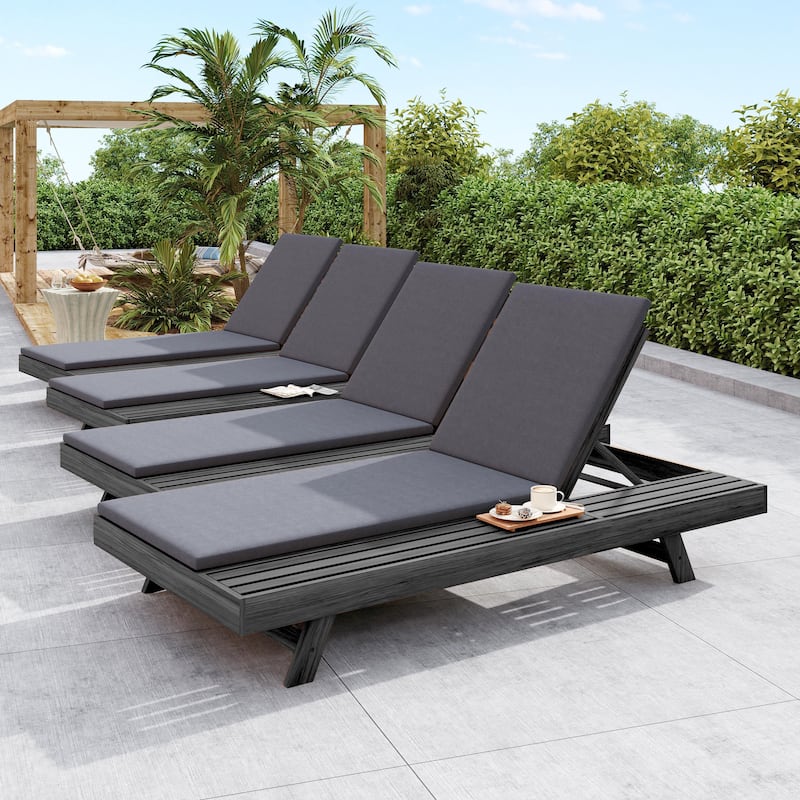 Christopher Knight Home - Molino Modern Outdoor Acacia Wood 4-Position Adjustable Chaise Lounge with Water-Resistant Cushion