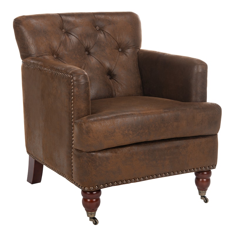SAFAVIEH Tori Antiqued Tufted Club Chair - 28" x 34.4" x 32.7". - 28"W x 34"D x 33"H