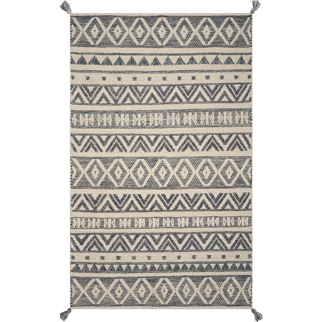Grey Scandinavian Tribal Hand-woven Jute Rug