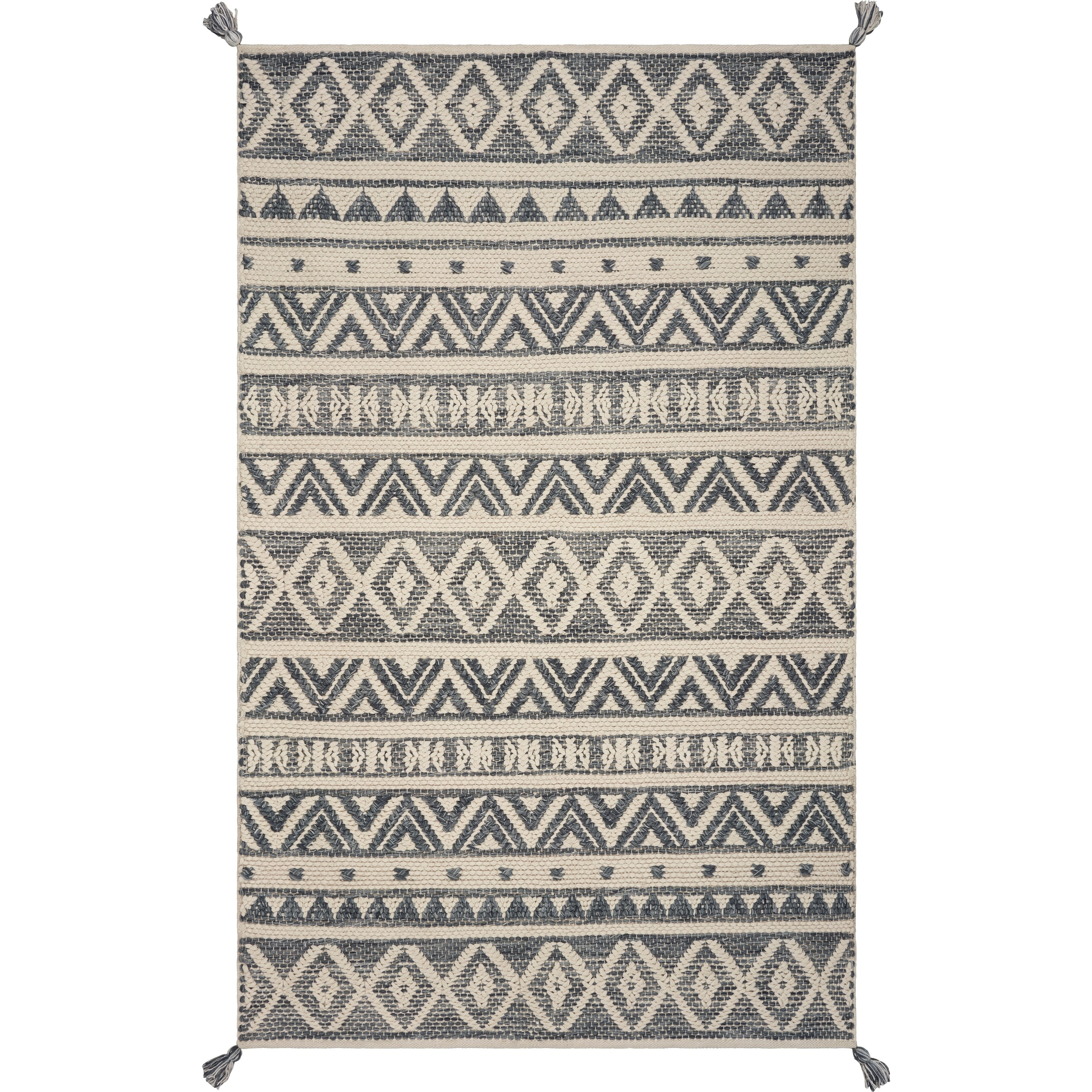 Grey Scandinavian Tribal Hand-woven Jute Rug