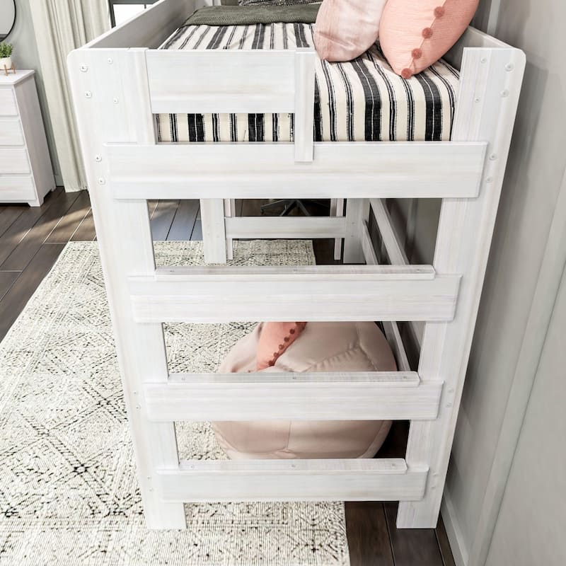 Max and Lily Farmhouse Twin-Size High Loft Bed with Desk