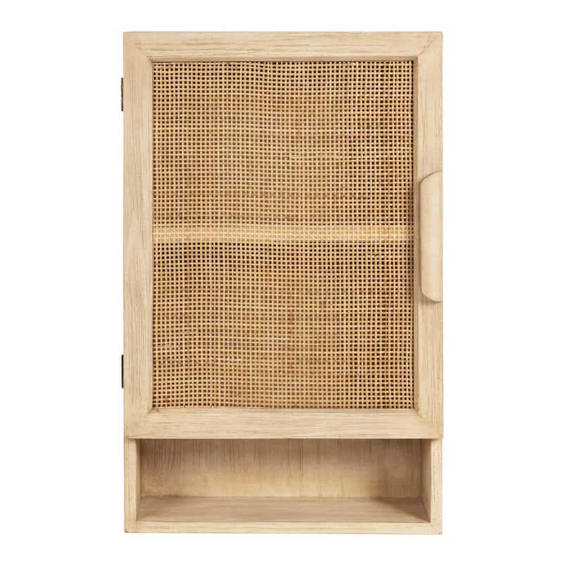 Kate and Laurel Ori Rattan Wall Cabinet with Cubby