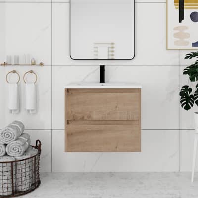 Bathroom Vanity With Sink In 24/28/30/60 Inch, Floating Bathroom Vanity With Soft Close Drawer