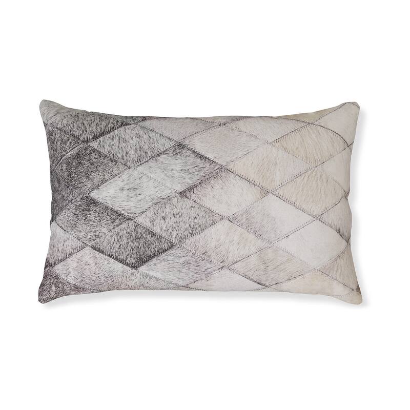 Lumbar Throw Pillow Set of 4, 14 x 22 Diamond Pattern, Gray and White Blend