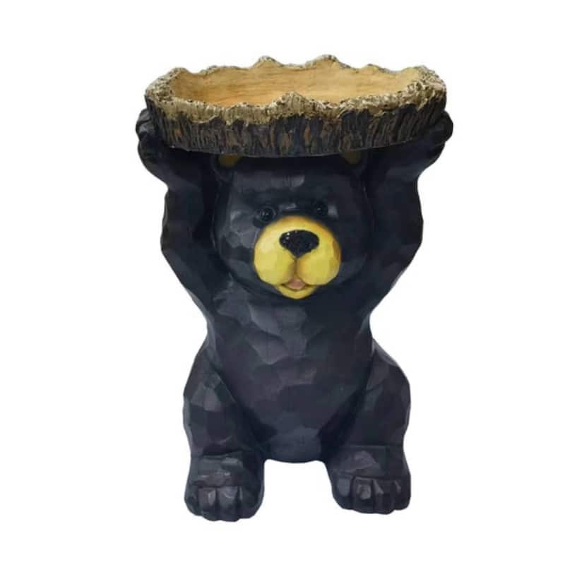 Sitting Bear Outdoor Patio Bird Bath - 12.25"